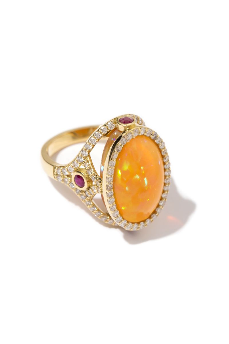 Opal - Ruby ve Pırlanta Yüzük - Art Collection